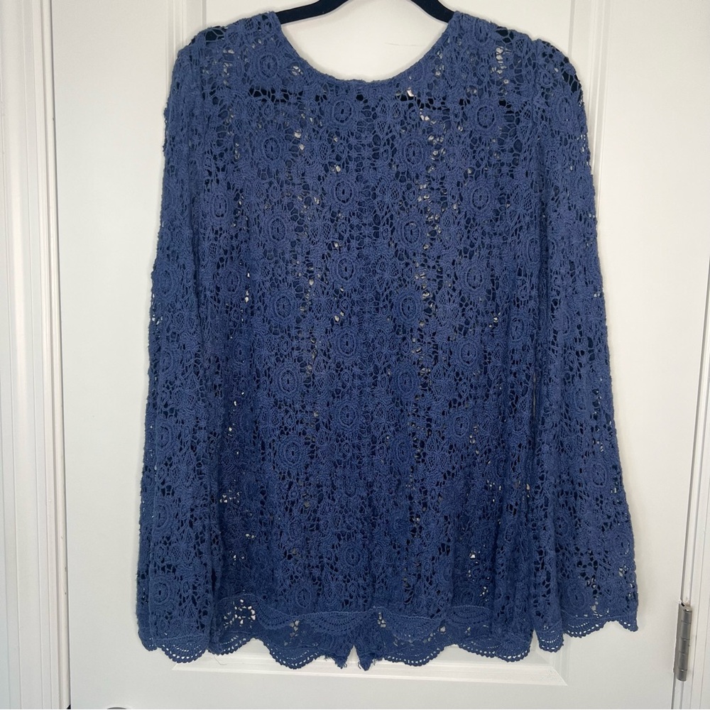Free People Blue Crochet Lace Tunic Top